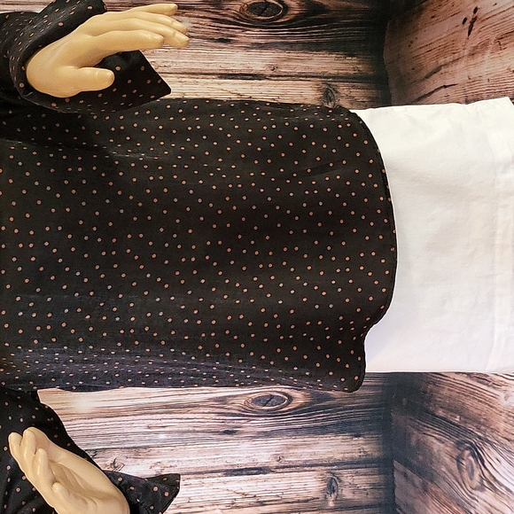 Worthington Women's Long Sleeve Tie Neck Polka-dot Blouse Size S - Picture 3 of 11